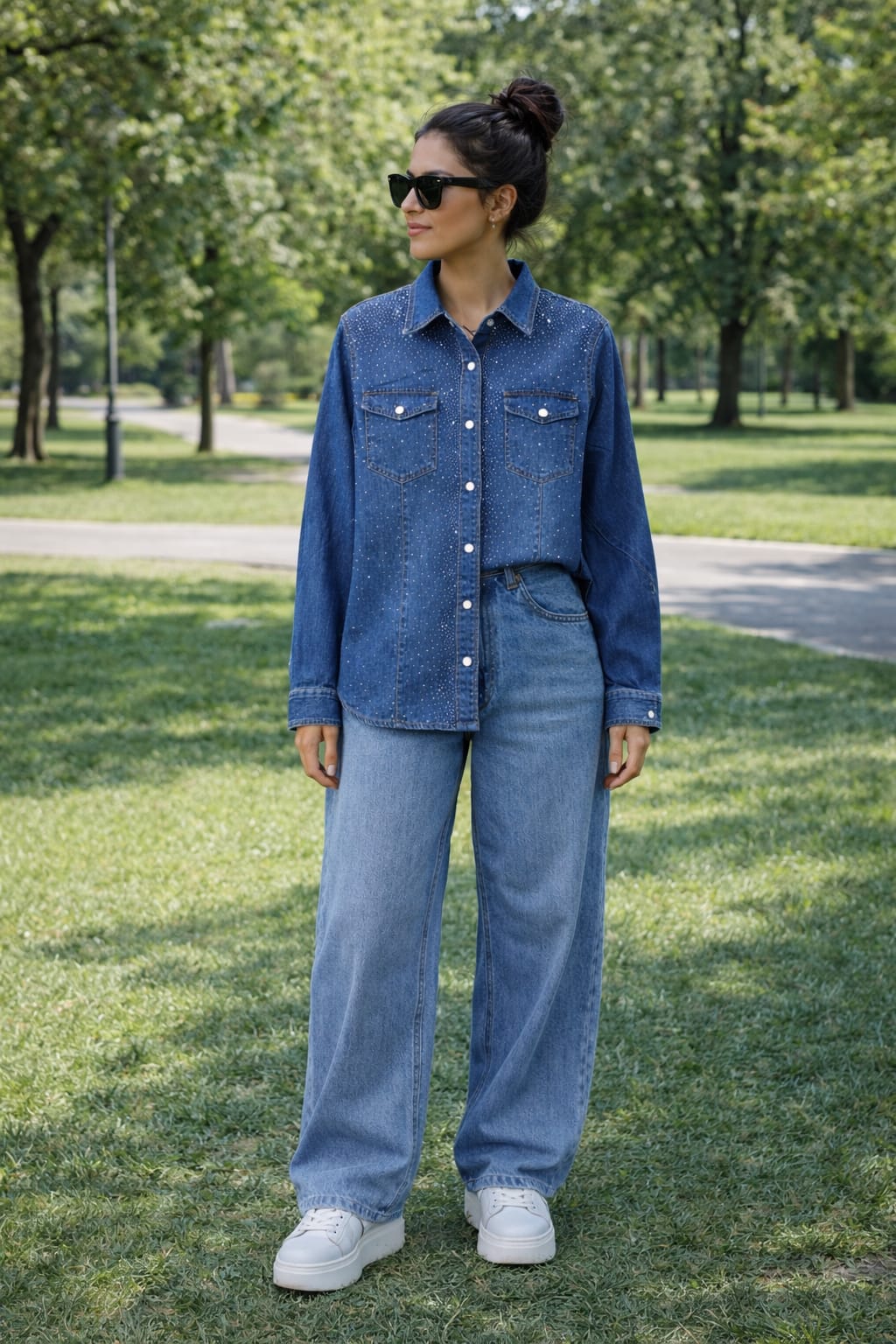 Camasa blue jeans pietre