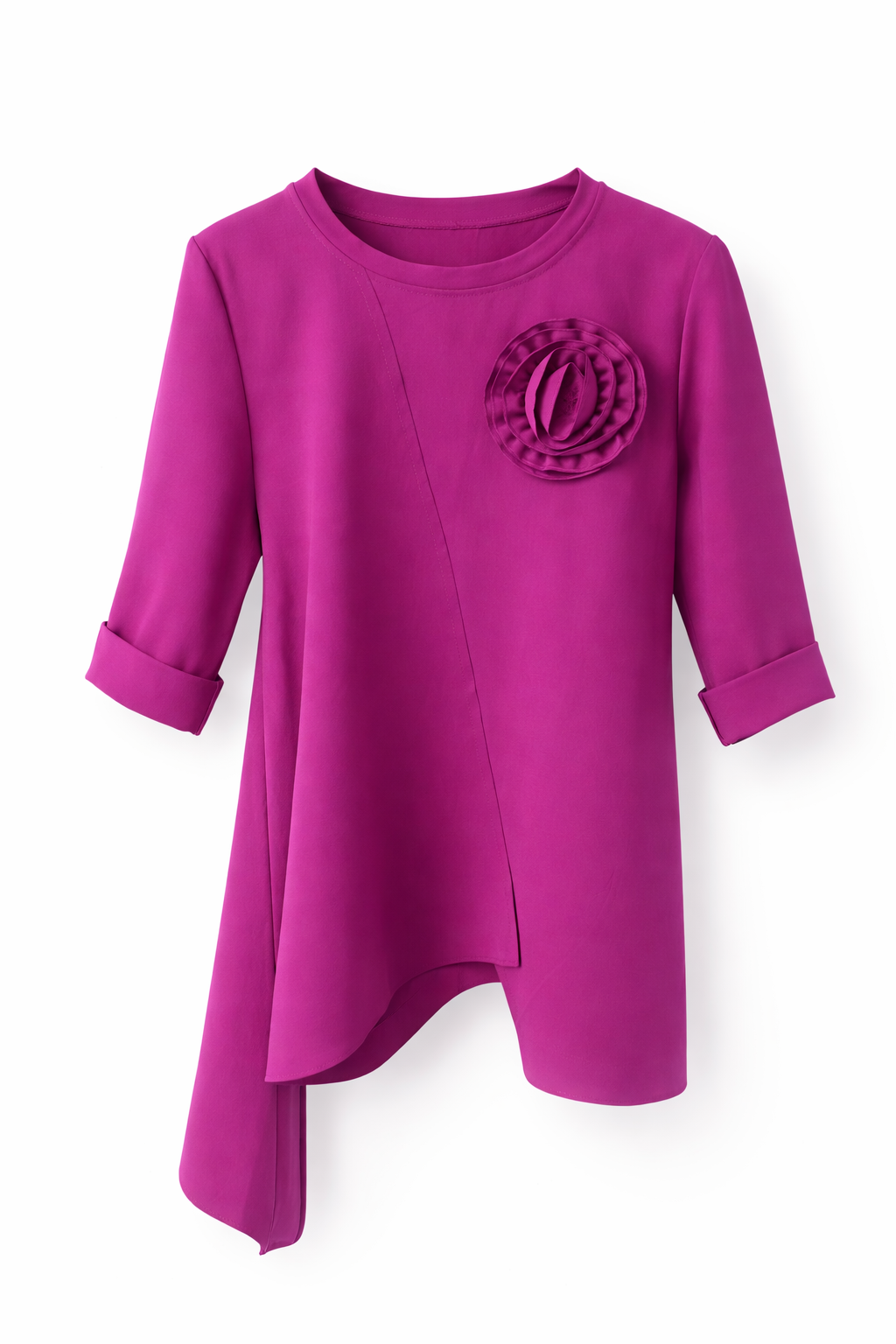 Bluza asimetrica cu aplicatie florala 3d