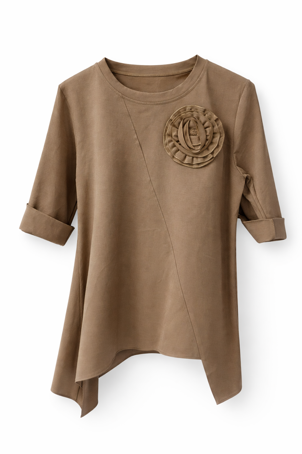 Bluza asimetrica cu aplicatie florala 3d