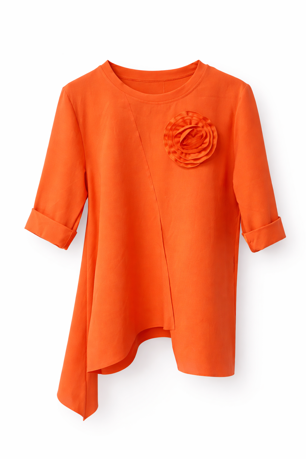 Bluza asimetrica cu aplicatie florala 3d