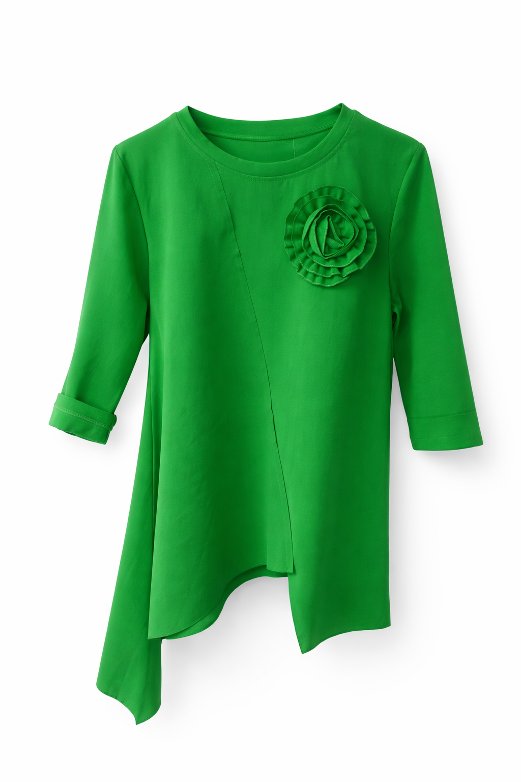 Bluza asimetrica cu aplicatie florala 3d